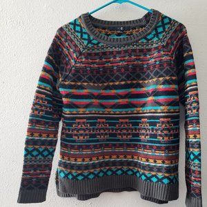Abstract Print Knit Sweater - Size Small